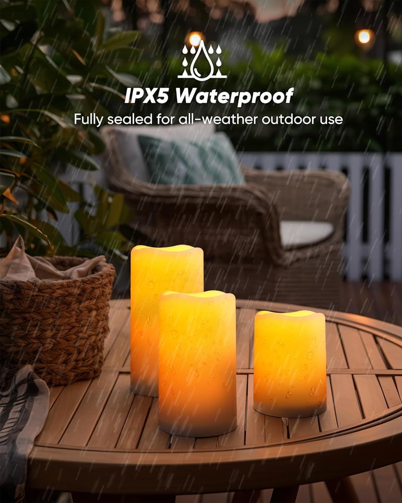 Homemory Solar Powered Candles Outdoor Waterproof, Flickering Glow, Rechargeable Solar Powered Candles for Outside, Lanterns, Sensor Only, Dusk to Dawn, Set of 6 - Image 5